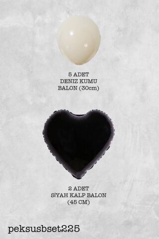 Siyah Kalp Deniz Kumu Balon Demeti