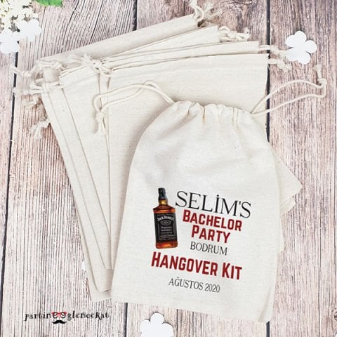 Kişiye Özel Viski Şişesi Baskılı Bachelor Party Hangover Kit