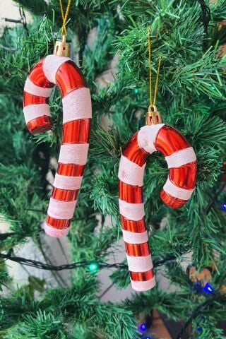 Baston Şeker Büyük Boy, Yılbaşı Ağaç Süsü 15cm - 2 li