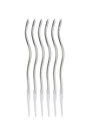Pasta Mumu Spiral Gümüş Renk Mum 6 lı Gümüş Kıvrık Mum