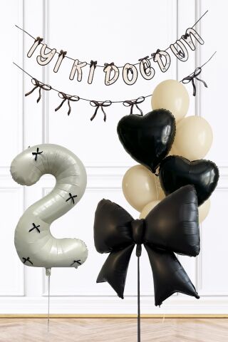 Siyah Fiyonk Konsept Doğum Günü Balon Seti Yaş Balonlu Set228