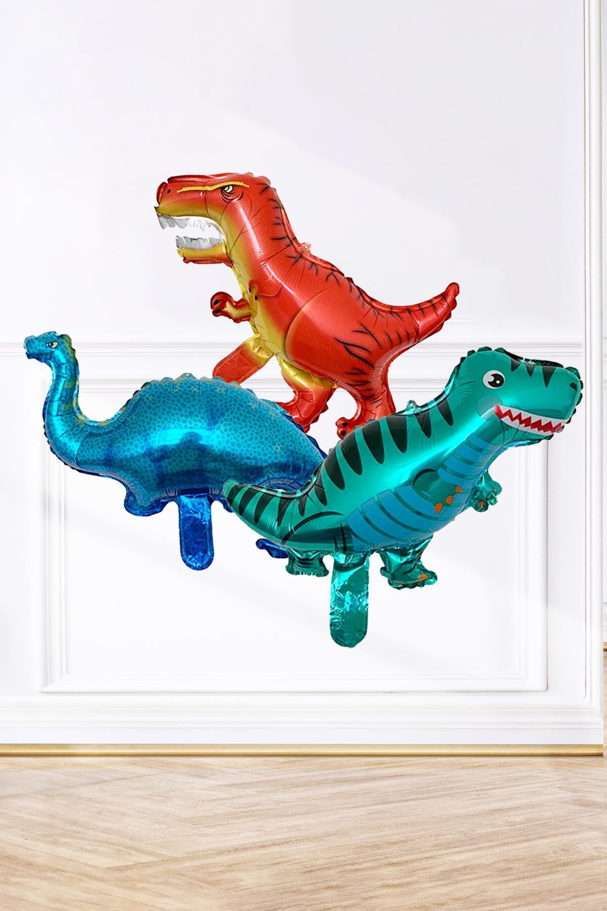 Dinozor Folyo Balonlar 3lü Set Mini Dinazor Konsepti Balonlar