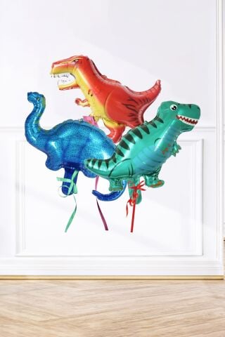 Dinozor Folyo Balonlar 3lü Set Mini Dinazor Konsepti Balonlar