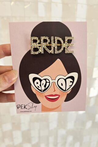 Taşlı Bride Toka Gold Gelin Aksesuarları
