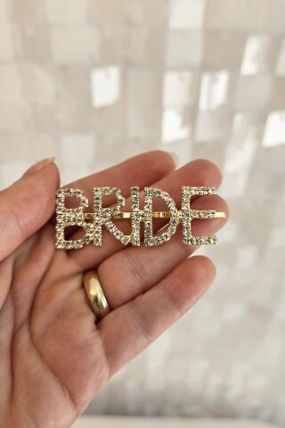 Taşlı Bride Toka Gold Gelin Aksesuarları