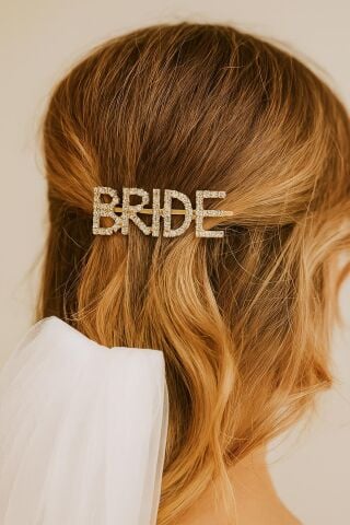 Taşlı Bride Toka Gold Gelin Aksesuarları