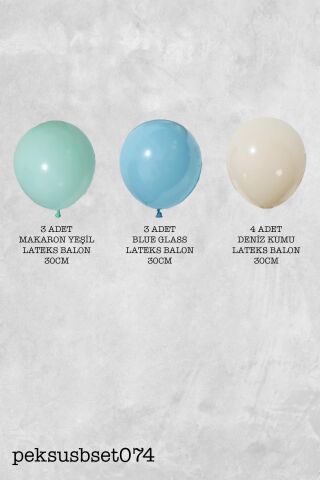 Retro Yeşil Mavi Renkler Balon Demeti 10lu