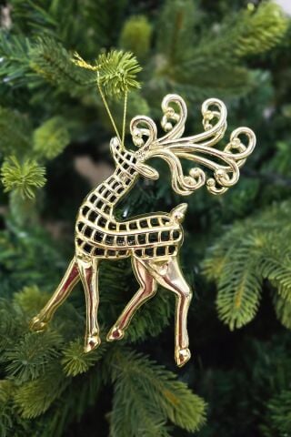 Gold Geyik Yılbaşı Ağacı Süsü Lüks Geyik Yılbaşı Ağaç Süsü Tekli