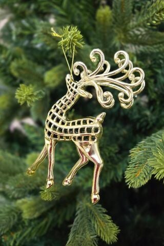 Gold Geyik Yılbaşı Ağacı Süsü Lüks Geyik Yılbaşı Ağaç Süsü Tekli