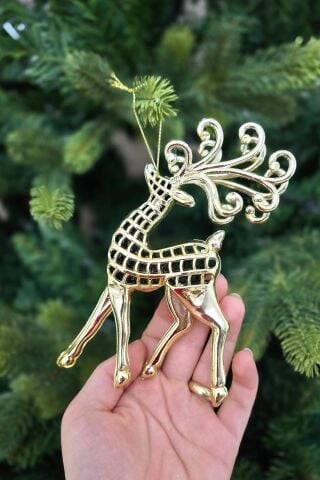 Gold Geyik Yılbaşı Ağacı Süsü Lüks Geyik Yılbaşı Ağaç Süsü Tekli