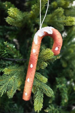 Kurabiye Görünümlü Gerçekçi Baston Şeker Yılbaşı Ağaç Süsü 20cm