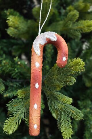 Kurabiye Görünümlü Gerçekçi Baston Şeker Yılbaşı Ağaç Süsü 20cm