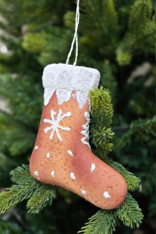 Kurabiye Görünümlü Gerçekçi Yılbaşı Çorabı Şeklinde Yılbaşı Ağaç Süsü 16cm