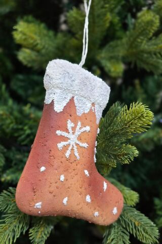 Kurabiye Görünümlü Gerçekçi Yılbaşı Çorabı Şeklinde Yılbaşı Ağaç Süsü 16cm