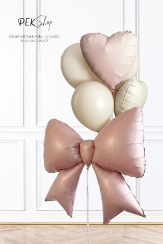 Pembe Fiyonk ve Kalp Folyo Balonlar Deniz Kumu Balon Seti Set229