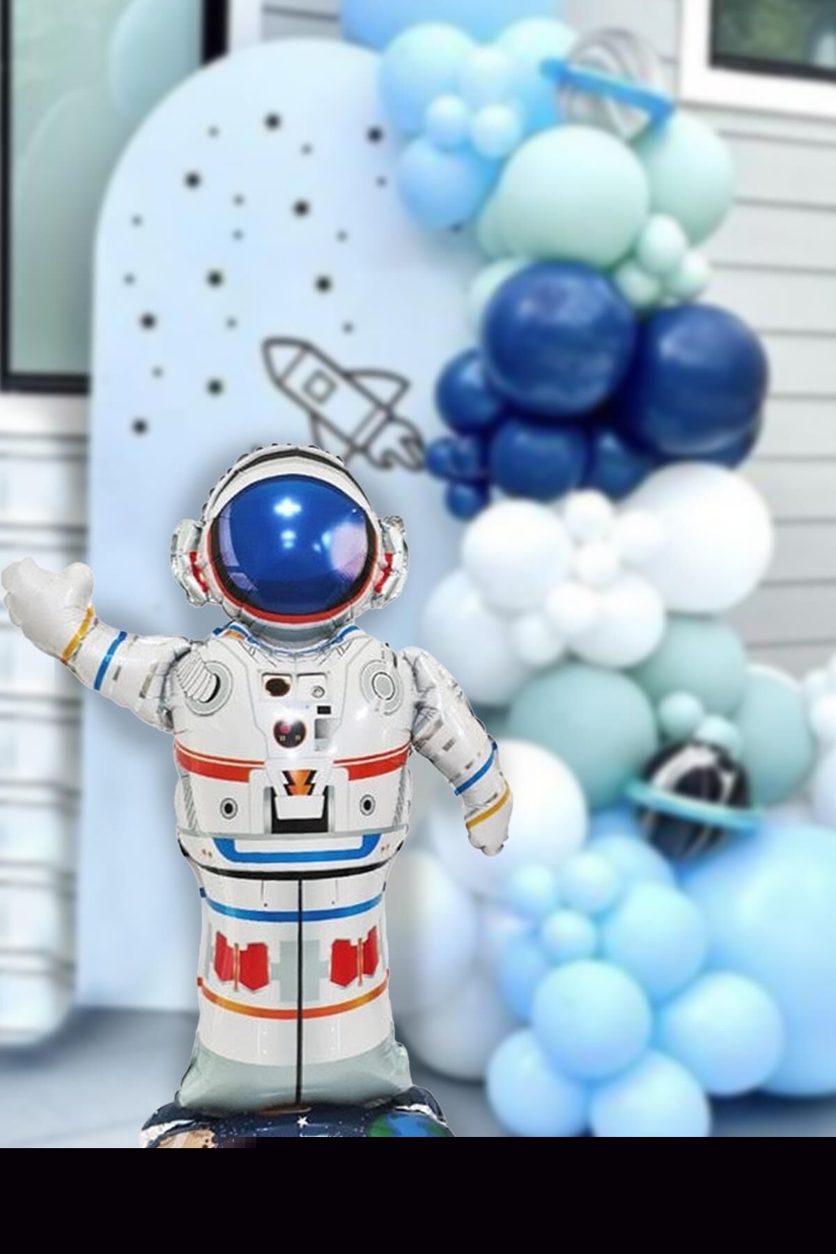 Ayaklı Astronot Balon Uzay Konsept Doğum Günü Balonu Büyük Astronot 85cm