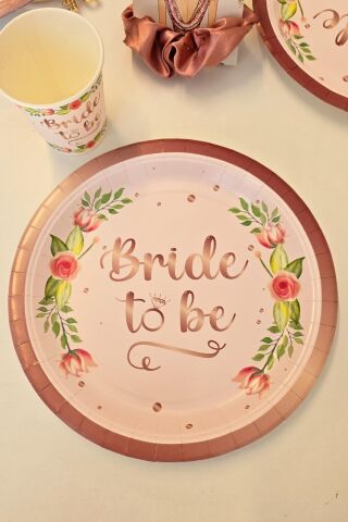 Bride To Be Karton Tabak Bardak Seti 8 li Paket Bride Parti Masa Süsleme Tabak Bardak Seti