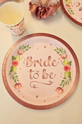 Bride To Be Karton Tabak Bardak Seti 8 li Paket Bride Parti Masa Süsleme Tabak Bardak Seti