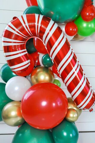 Baston Şeker Büyük Yılbaşı Balonu 80cm