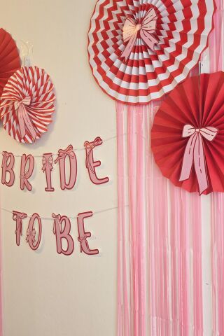 Bride Parti Duvar Süsleme Seti Bride To Be Banner Fiyonk Konsept Pembe Perdeli Parti Seti