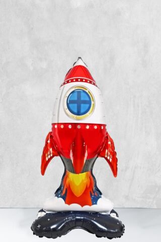 Ayaklı Roket Balon Uzay Konsept Doğum Günü Balonu Büyük Roket 85cm