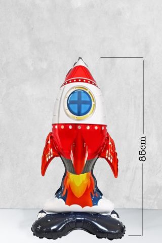 Ayaklı Roket Balon Uzay Konsept Doğum Günü Balonu Büyük Roket 85cm