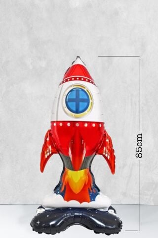 Ayaklı Roket Balon Uzay Konsept Doğum Günü Balonu Büyük Roket 85cm