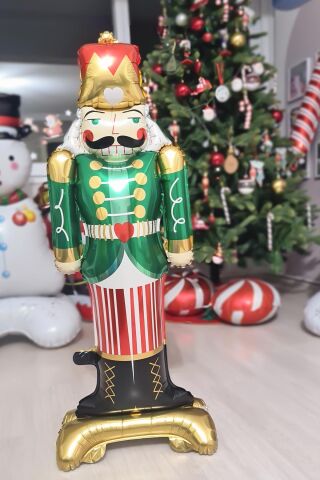 Yeşil Kurşun Asker Folyo Balon Yılbaşı Balonu Fındıkkıran Nutcracker Şekilli Folyo Balon