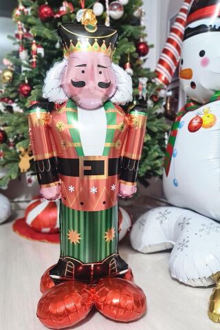 Kırmızı Kurşun Asker Folyo Balon Yılbaşı Balonu Fındıkkıran Nutcracker Şekilli Folyo Balon