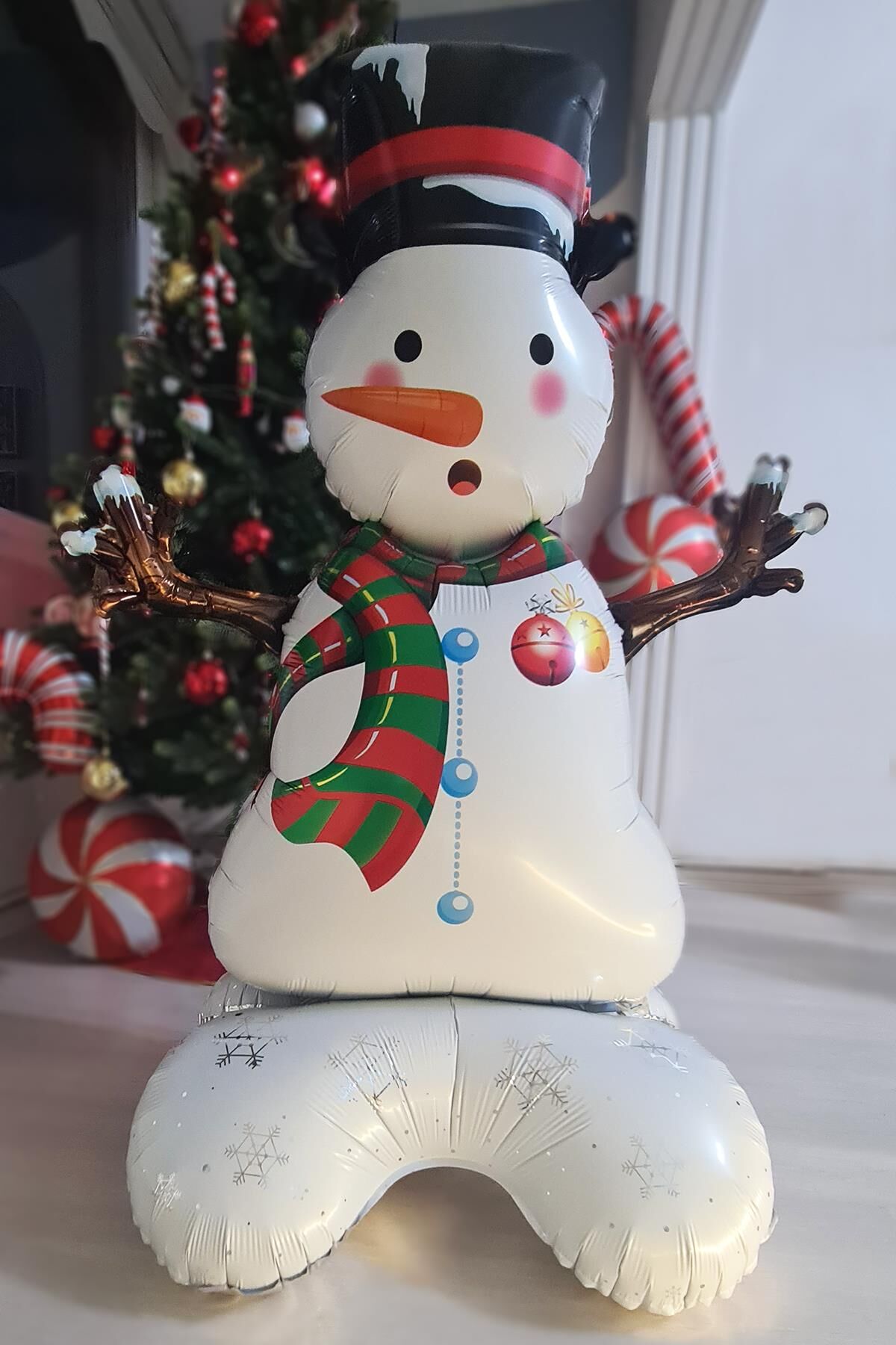 Dev Kardan Adam Ayaklı Folyo Balon 120 cm Ayakta Durabilen Yılbaşı Balonu