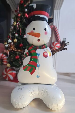 Dev Kardan Adam Ayaklı Folyo Balon 120 cm Ayakta Durabilen Yılbaşı Balonu