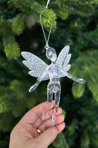 Peri Kızı Yılbaşı Ağacı Süsü Kanatlı Balerin Kız Yılbaşı Ağaç Süsü Şeffaf Simli