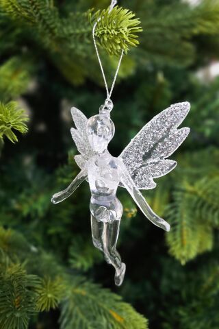 Peri Kızı Yılbaşı Ağacı Süsü Kanatlı Balerin Kız Yılbaşı Ağaç Süsü Şeffaf Simli