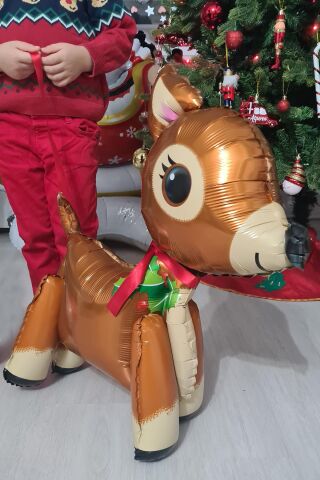 Yılbaşı Sevimli Geyik Ayaklı 3D Folyo Balon
