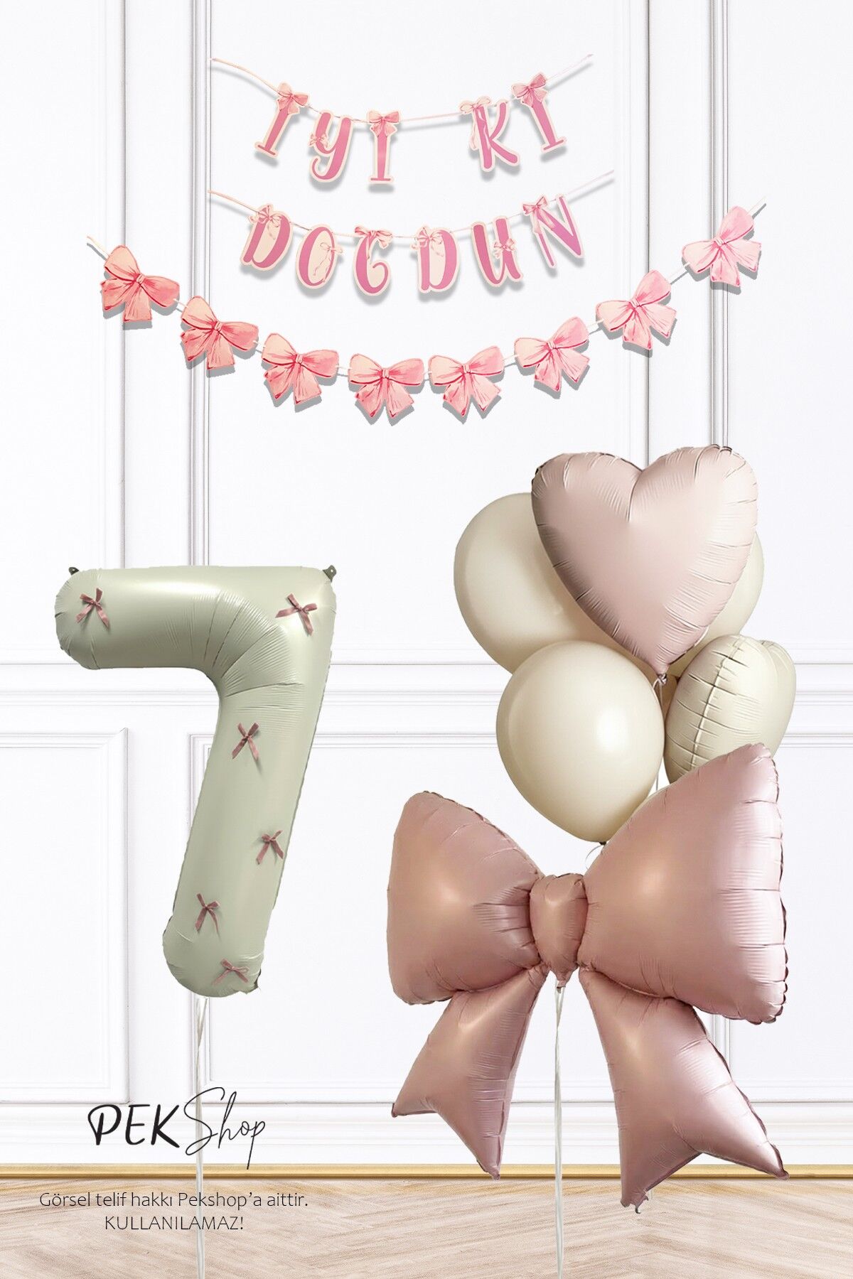 Pembe Fiyonk Lüks Doğum Günü Balon Seti 7