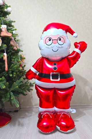 Dev Noel Baba Folyo Balon Ayaklı Yerde Durabilen 155cm Noel Baba Yılbaşı Balonu