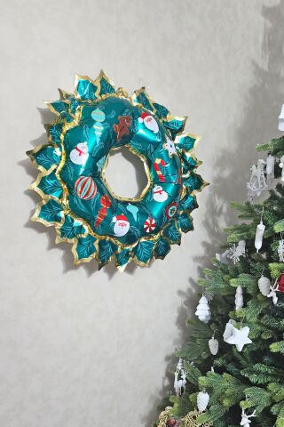 Yılbaşı Çelenk Folyo Balon Yılbaşı Kapı Süsü Yılbaşı Balonu