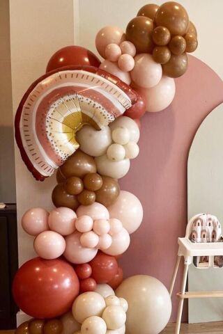 Boho Gökkuşağı Folyo Balon Retro Balonlar 76cm
