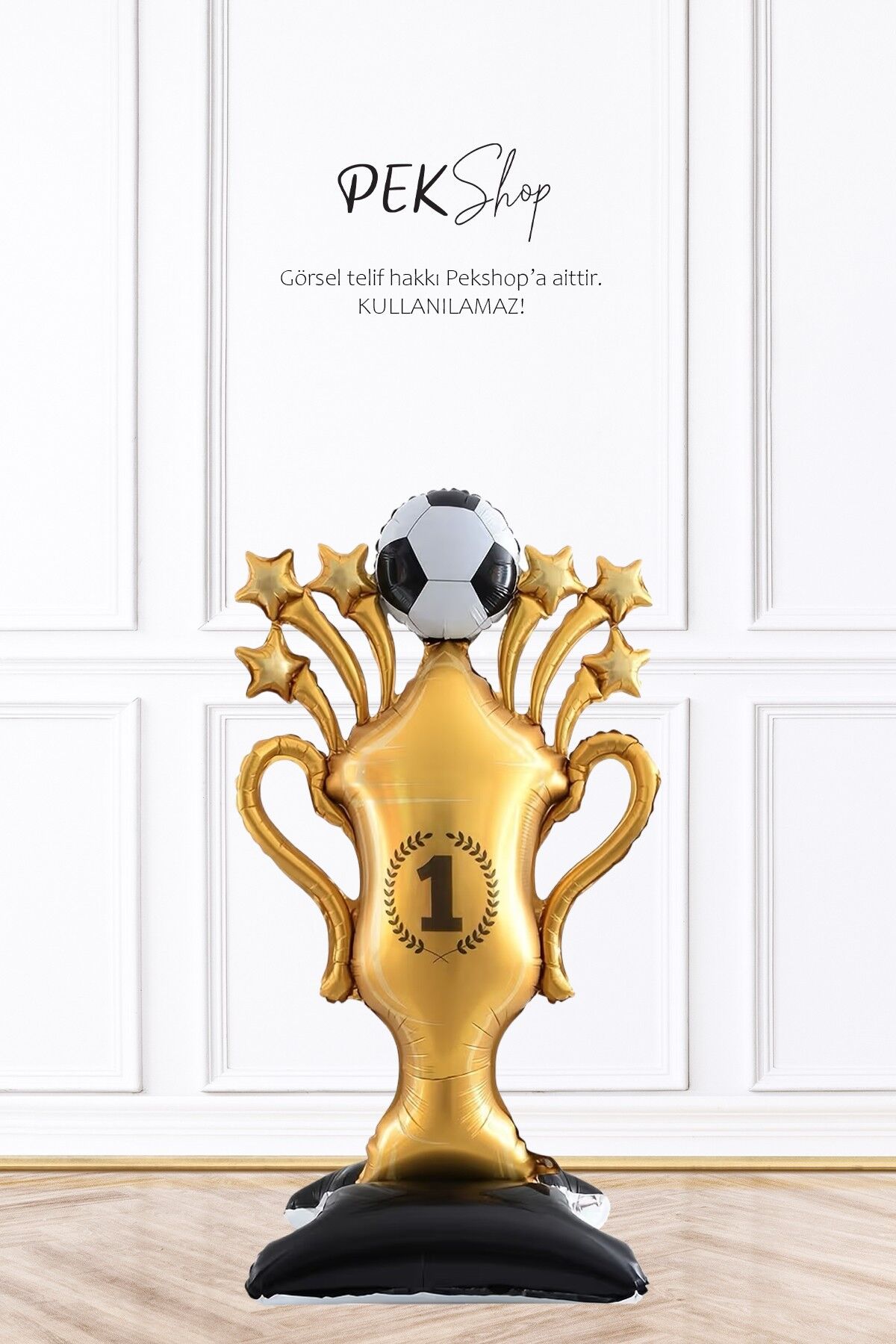 Ayaklı Futbol Toplu Kupa Folyo Balon Büyük Şampiyon Kupası Balon