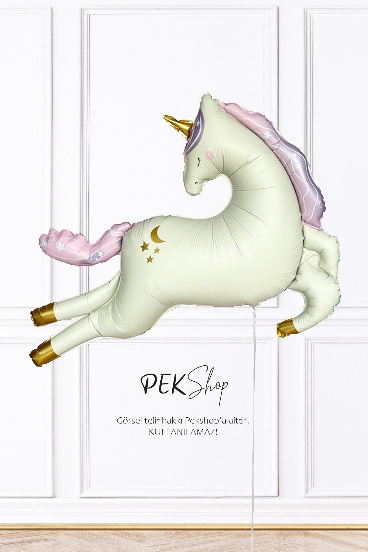 Retro Büyük Krem Unicorn Folyo Balon