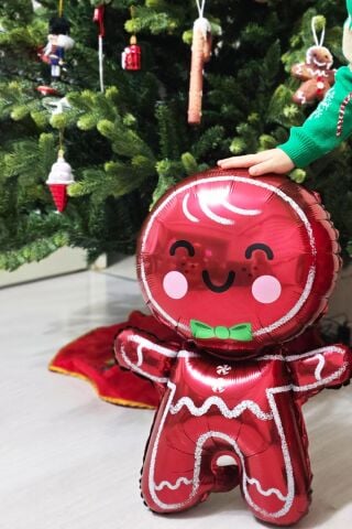 Sevimli Kurabiye Adam Folyo Balon Gingerbread Folyo Balon Yılbaşı Balonu