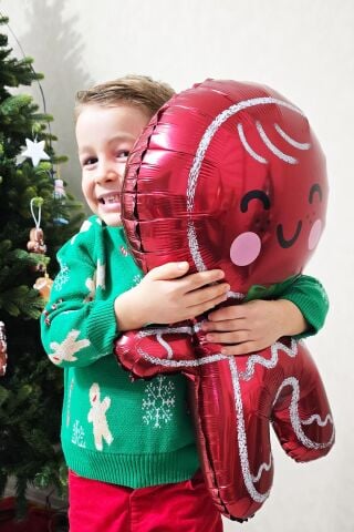 Sevimli Kurabiye Adam Folyo Balon Gingerbread Folyo Balon Yılbaşı Balonu