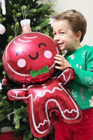 Sevimli Kurabiye Adam Folyo Balon Gingerbread Folyo Balon Yılbaşı Balonu