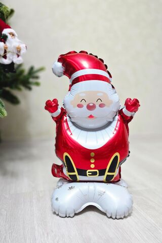 Ayaklı Küçük Noel Baba Folyo Balon Oturan Noel Baba Yılbaşı Balonu