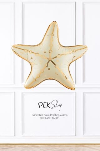 Retro Krem Deniz Yıldızı Folyo Balon