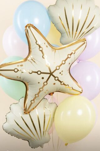 Retro Krem Deniz Yıldızı Folyo Balon
