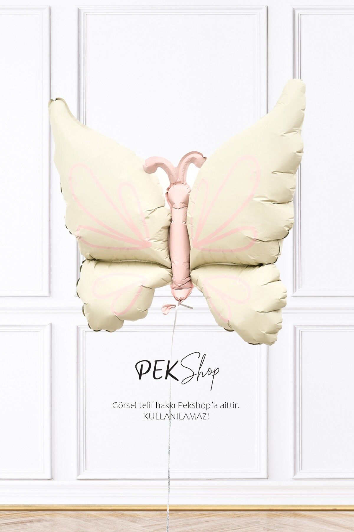 Retro Krem Kelebek Folyo Balon Büyük