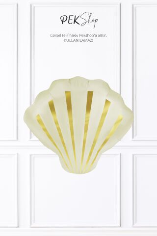 Retro Krem Midye Deniz Kabuğu Folyo Balon