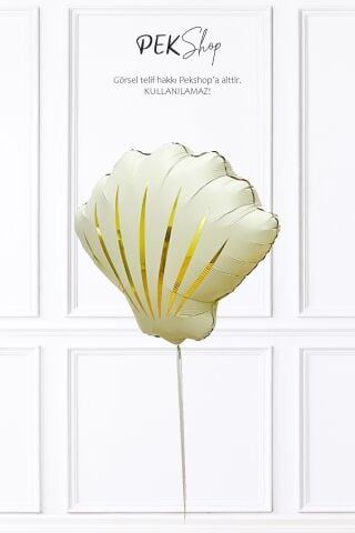 Retro Krem Midye Deniz Kabuğu Folyo Balon