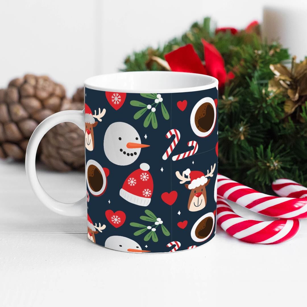 Yılbaşı Desenli Tasarım Kupa Bardak Yılbaşı Hediyesi Kupa Kahve Fincanı